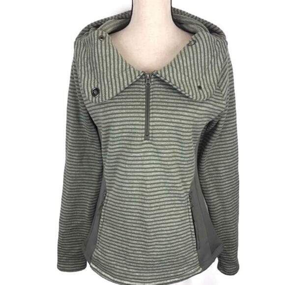 Avalanche Cascade Hooded Sweater Pullover Jacket Womens Sz Small Green Striped - Picture 5 of 8